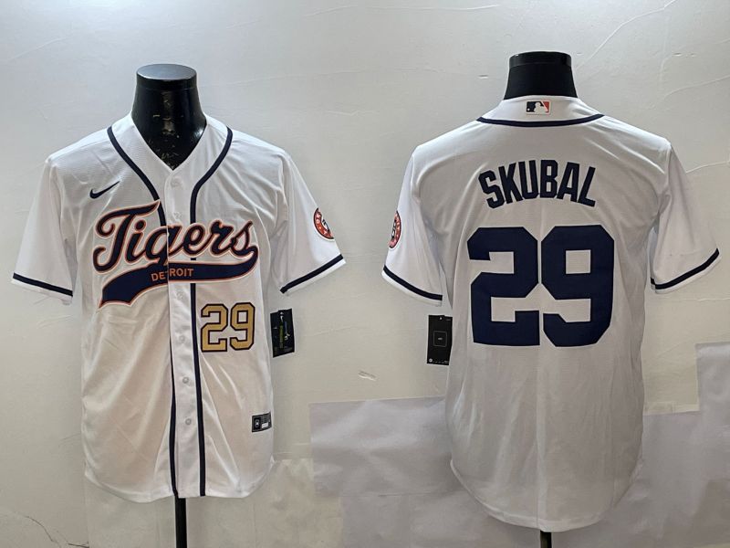 Men Detroit Tigers #29 Skubal White Joint Name 2025 Nike MLB Jersey style 4